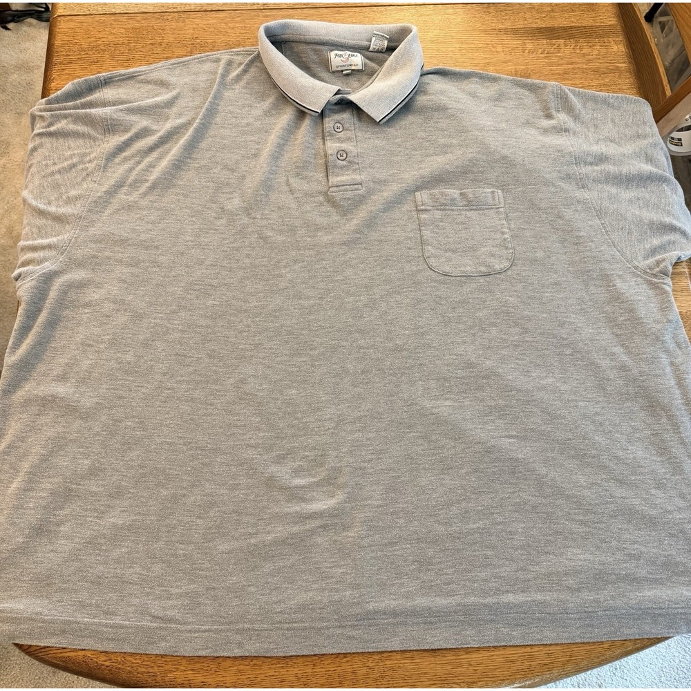Men's Polo Shirt Foxfire Short Sleeve Gray Textured Collared Big & Tall 6XL